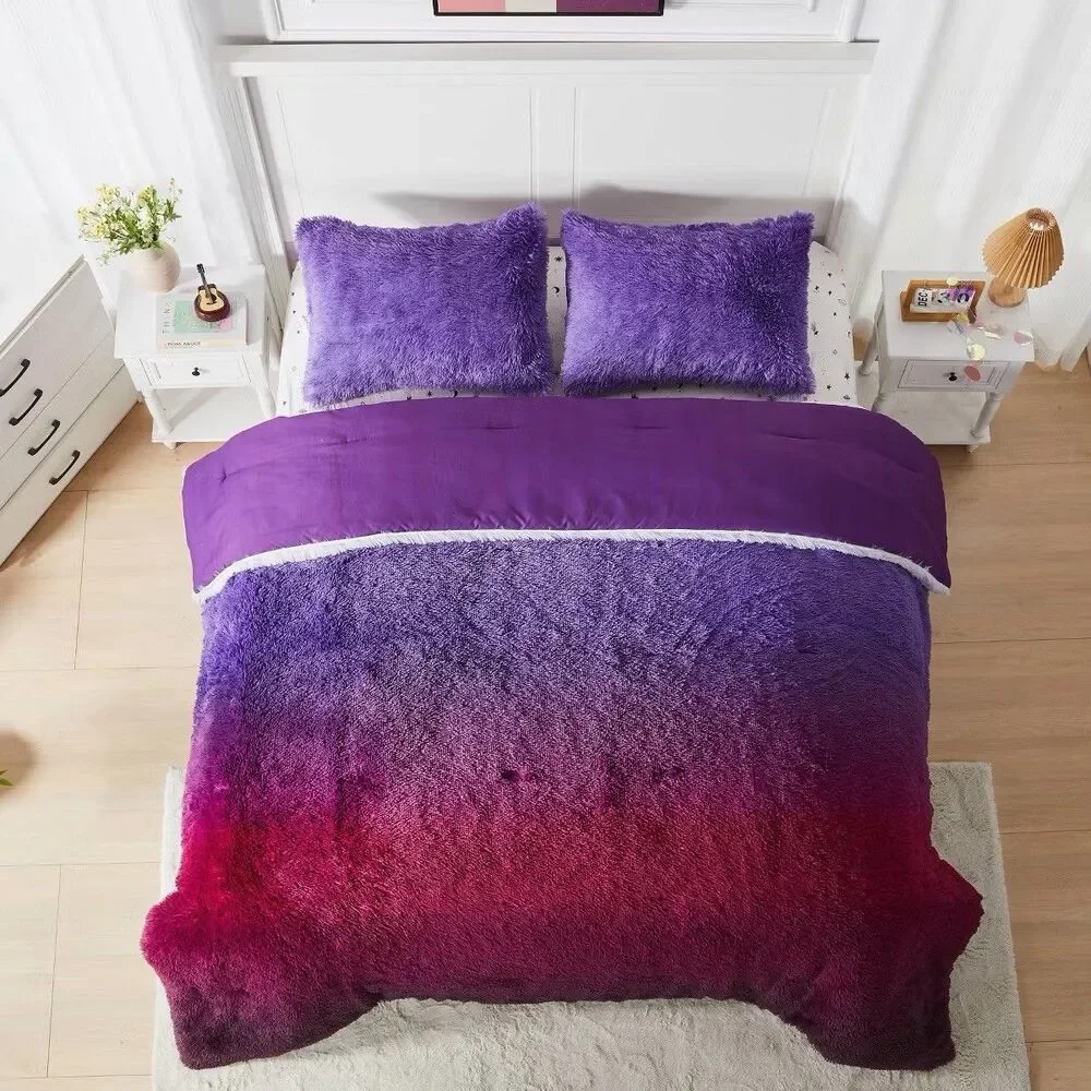 Celestial Garden Full Queen Faux Fur Comforter Soft Plush Bedding